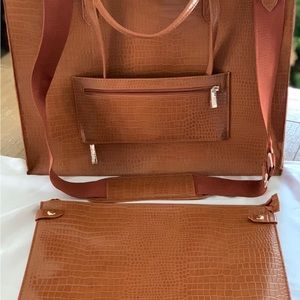 The Large Work Tote in Cognac Croc